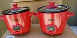 DASH 2 PIECE MINI RICE COOKER DRCM100RD RED COLOR.