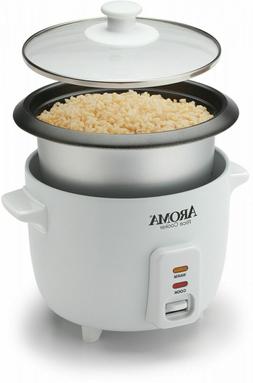 Aroma 6 Cup Non Stick Pot Style White Rice Cooker 3 Piece