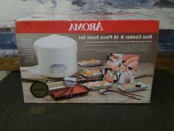 NEW Aroma Rice Cooker & 16 Piece Sushi Set ARC-3946 RARE!